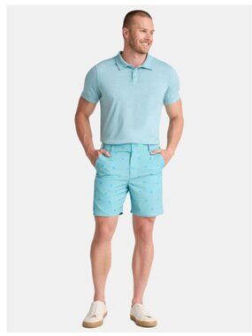 Birdie Bound Men's Light Blue Golf Shorts 7" Inseam Media Pocket 34W NWT